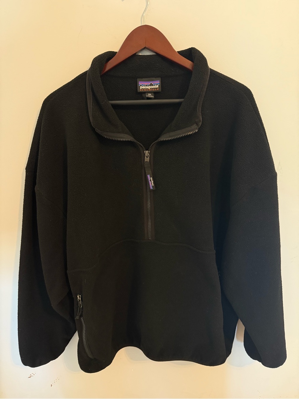 Patagonia Synchilla Marsupial Fleece Pullover Women’s XXL Black 1/2 Zip